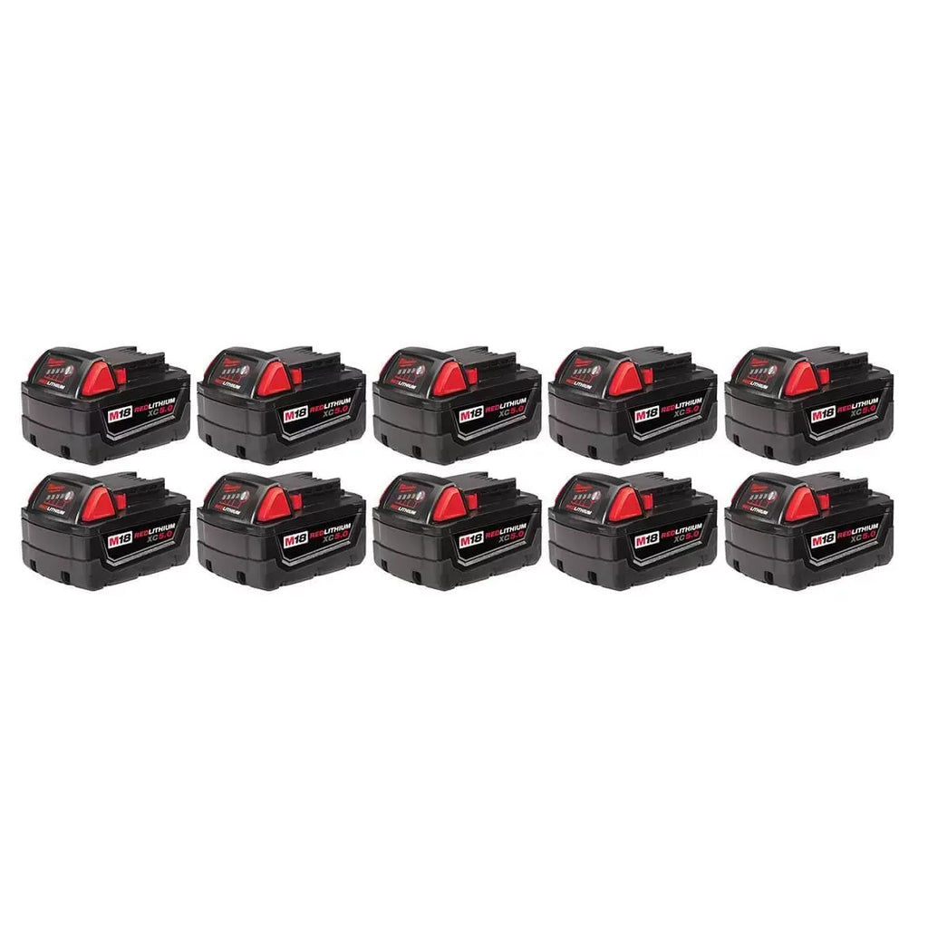 Milwaukee 48-11-1851 M18 18V 5.0Ah REDLITHIUM Cordless Battery Pack - 10pk