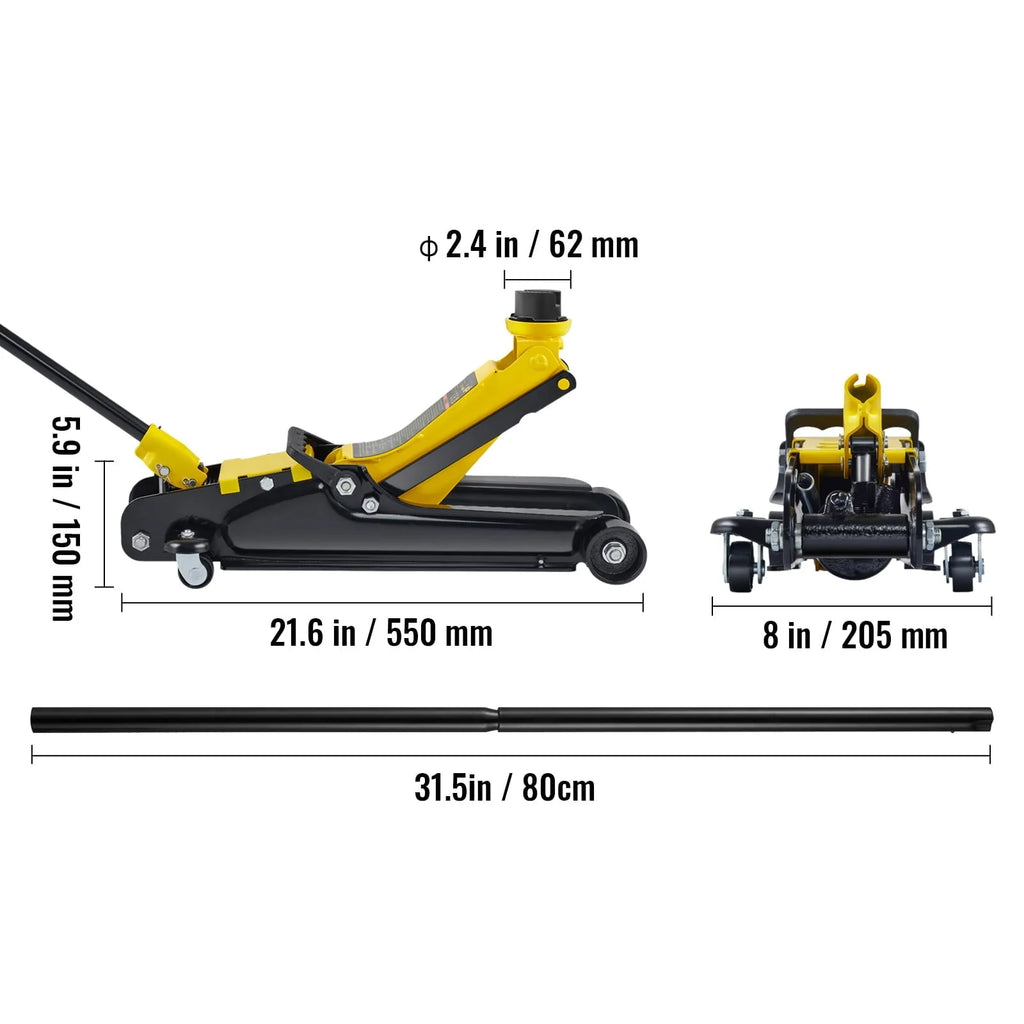 SKYSHALO 2.5 ton Heavy Steel Single Piston Hydraulic Pump Low Profile Floor Jack