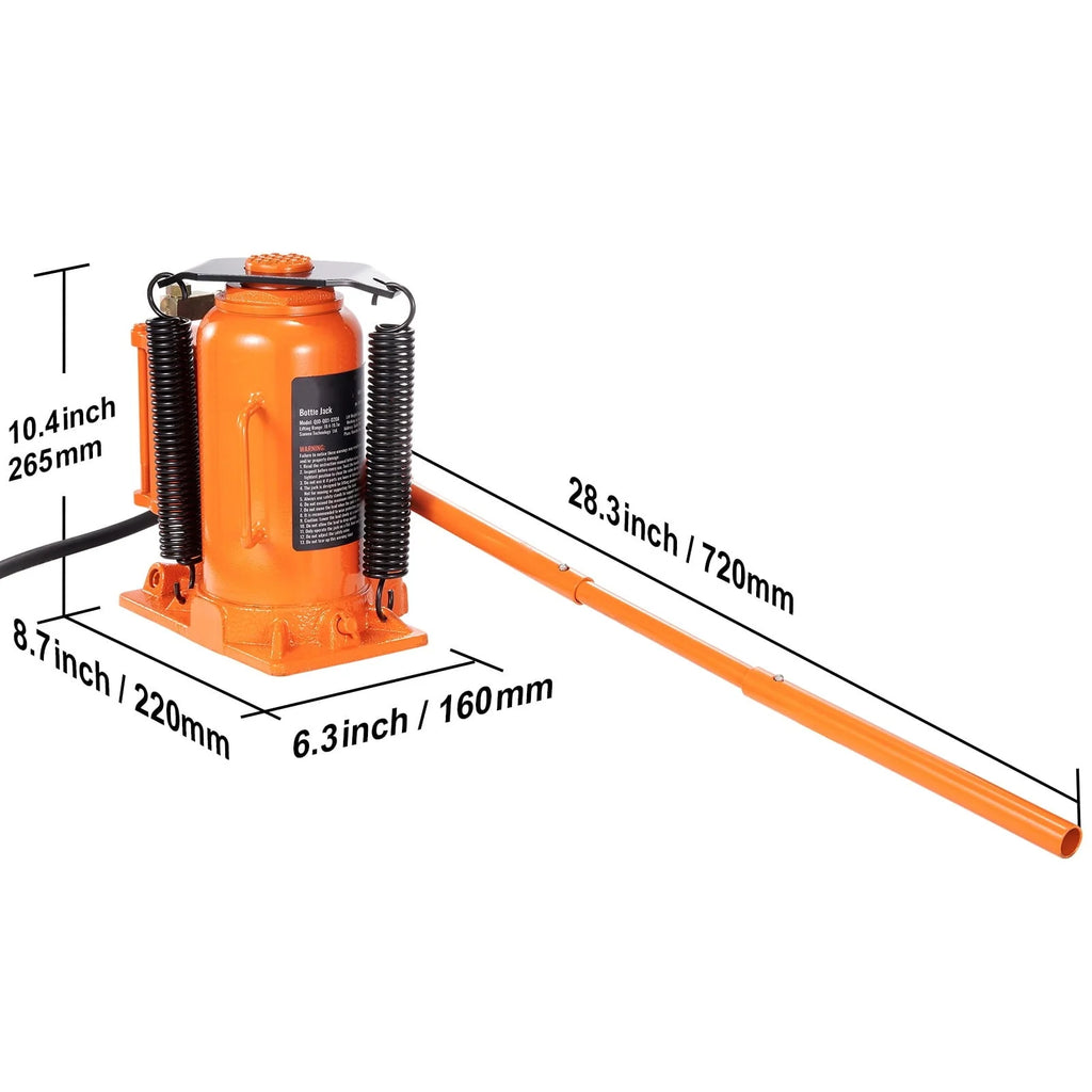 BENTISM Air Hydraulic Bottle Jack 20Ton 10.4-19.7 High Lift Pneumatic Bottle Jack Portable Auto Repairing Shop Tool for Vehicles Trucks Cars