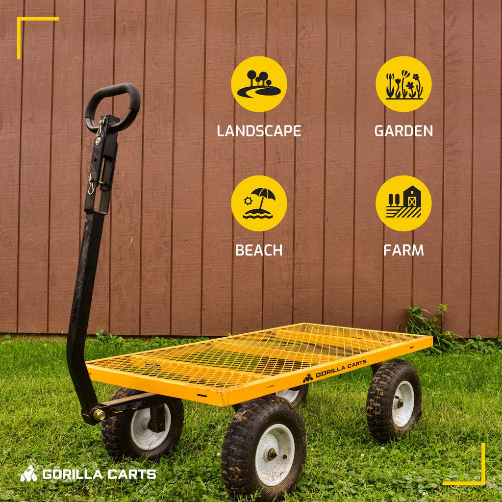 Gorilla Carts 1200 Pound Capacity Steel Utility Cart Wagon with Removable Sides