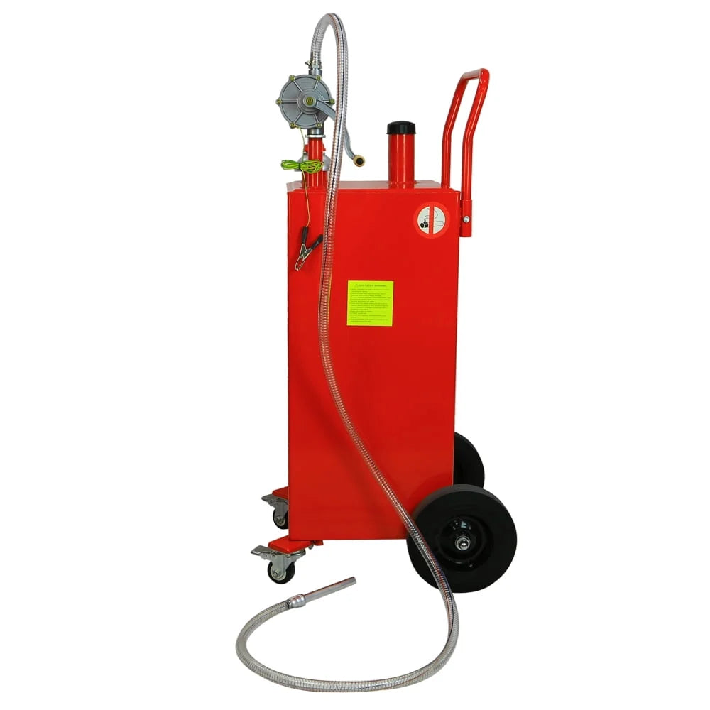 30 Gallon Gas Caddy Tank Storage Drum Gasoline Diesel Fuel Transfer with Universal Wheel Red