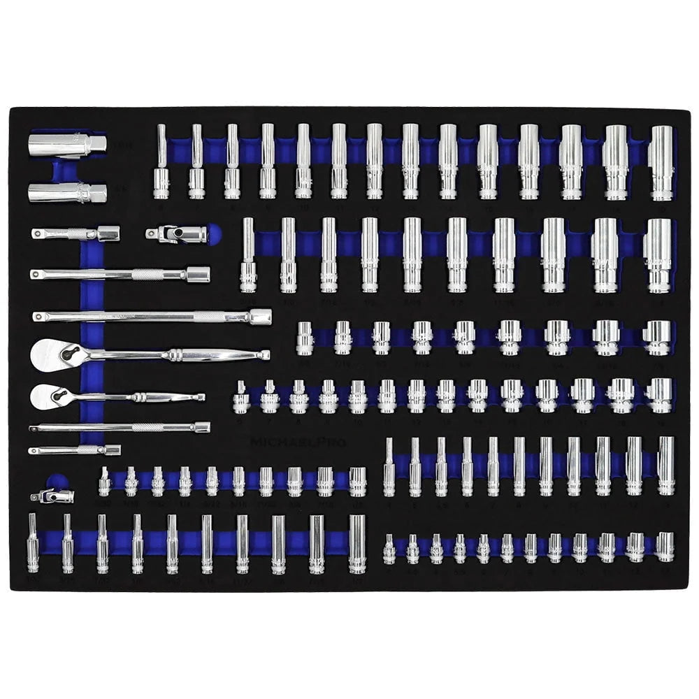 MICHAELPRO MP005004 101 PIECES 3/8-INCH AND 1/4-INCH DRIVE SOCKET SET