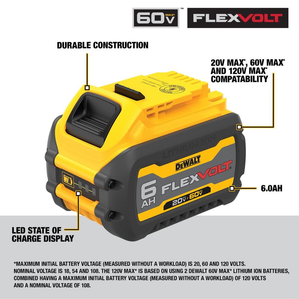 FLEXVOLT 20V/60V MAX Lithium-Ion 6.0Ah Battery Pack DCB606