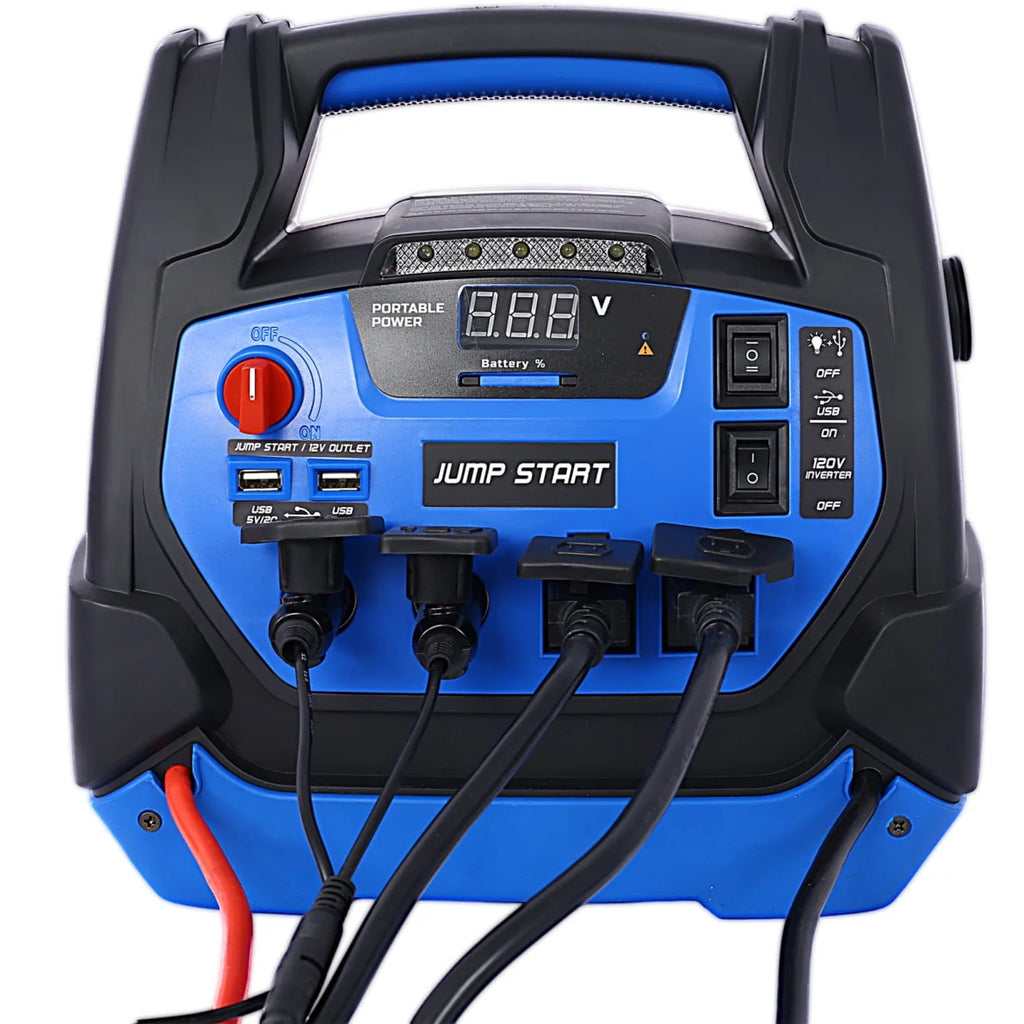 Battery Jump Starter, 1800 Amps Portable Power Station with Air Compressor/AC & USB Port/12V DC Power Ports for Gas Diesel Vehicles
