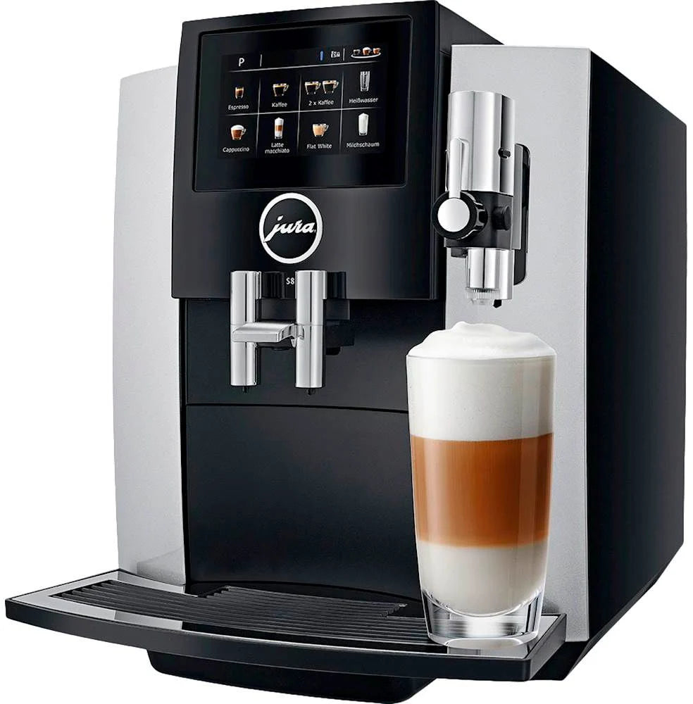 Jura - S8 Espresso Machine with 15 bars of pressure and Milk Frother - Moonlight Silver