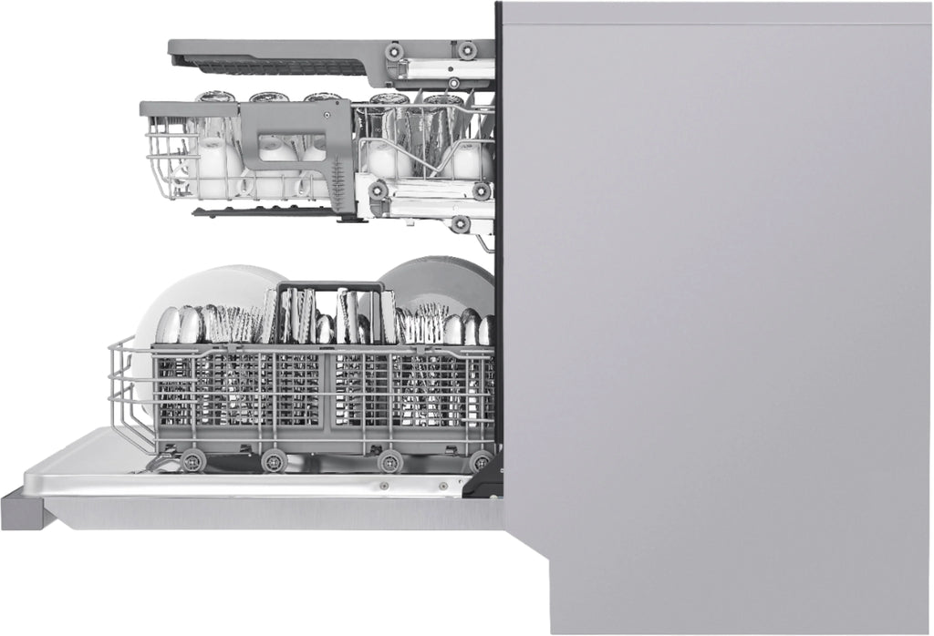LG - 24 Front Control Smart Built-In Stainless Steel Tub Dishwasher with 3rd Rack, Quadwash, and 48dba - Stainless steel