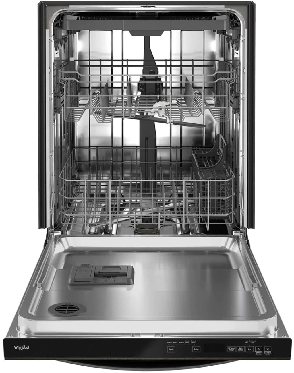 Whirlpool - 24 Top Control Built-In Dishwasher with Stainless Steel Tub, Large Capacity, 3rd Rack, 47 dBA - Black stainless steel