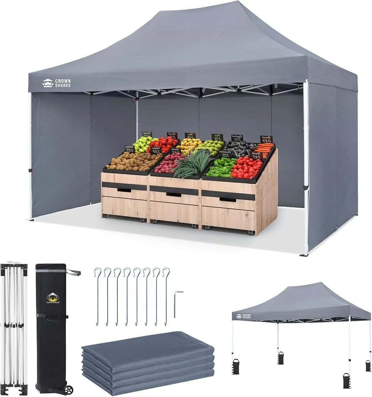 10X10 Comercial Instant Canopy Pop Up Tent with Center Lock (10x10 with 4 Sidewalls, Black)
