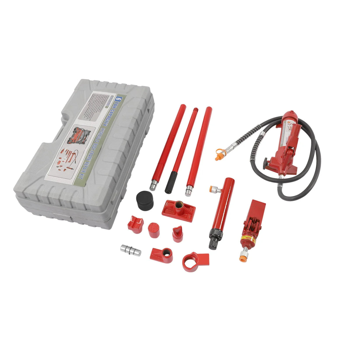 Miumaeov 6 Ton Porta Power Kit, 72 in Oil Hose Hydraulic Car Jack Ram 4.92 inch Lifting Height Autobody Frame Repair Power Tools for Loadhandler Truck Bed Unloader Farm