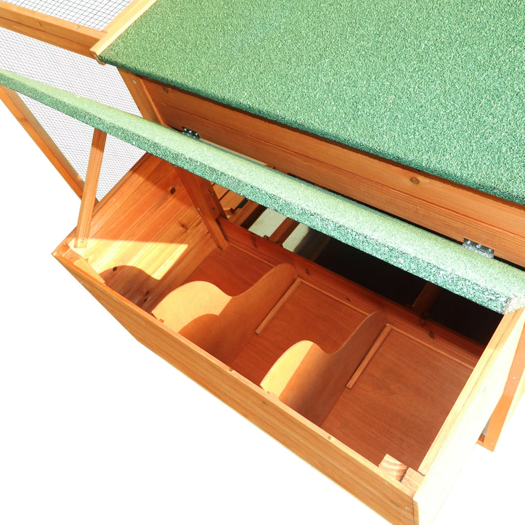 PawHut 64 Large Wooden Chicken Coop Kit With Outdoor Run And Nesting Box