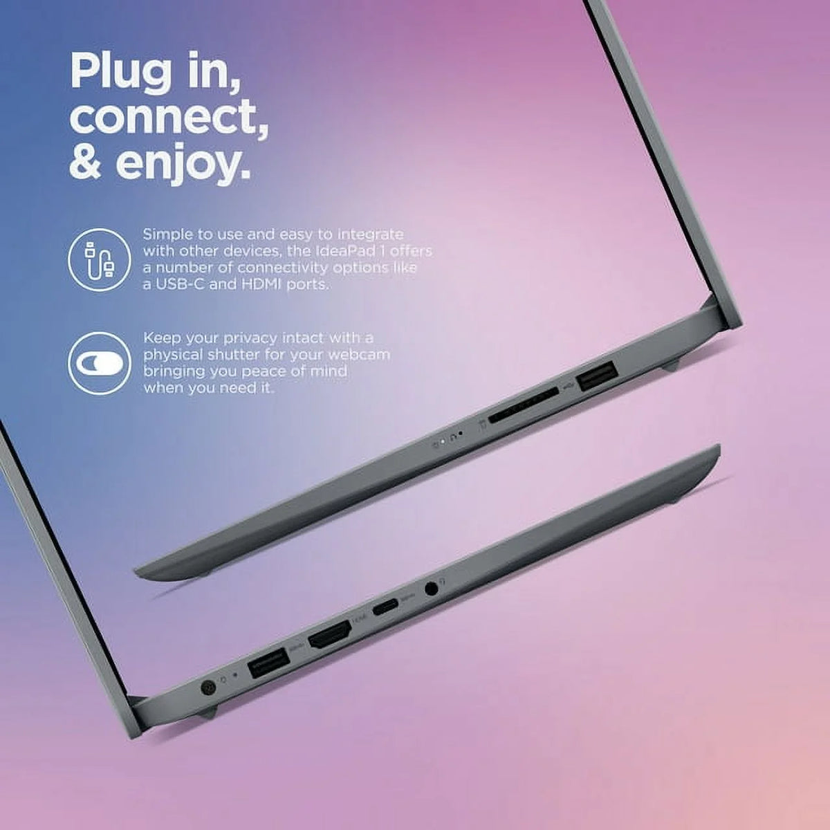 New Lenovo Ideapad 1i, 14.0 Laptop, Intel Celeron N4020, 4GB RAM, 64GB eMMC Storage, Cloud Grey, Windows 11 in S Mode