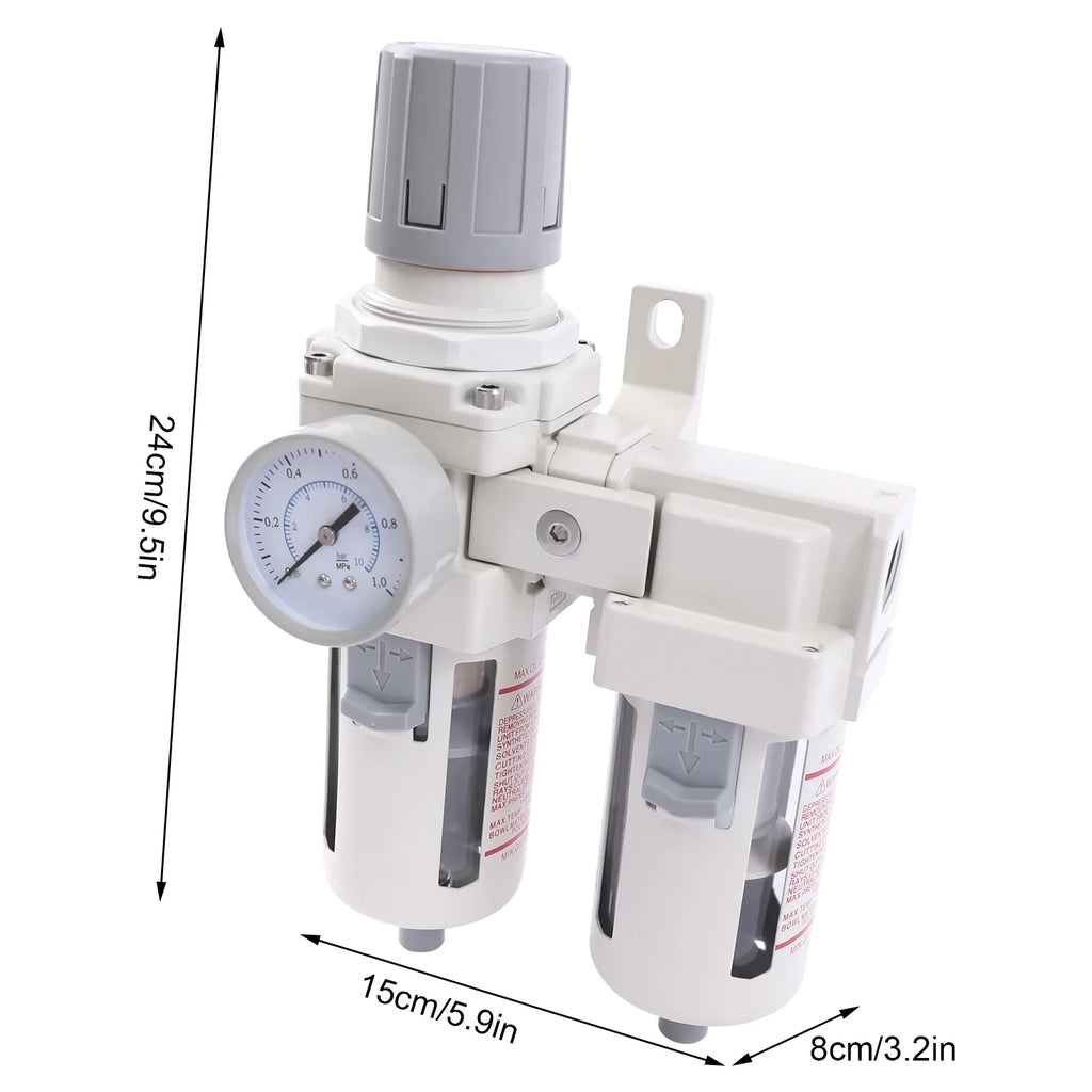 YIYIBYUS 1/2 NPT Air Pressure Regulator, Air Dryer Filter System, Water Trap Separator Semi-automatic Drain
