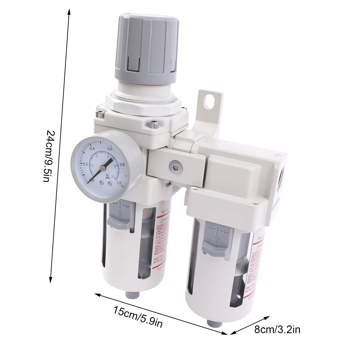 YIYIBYUS 1/2 NPT Air Pressure Regulator, Air Dryer Filter System, Water Trap Separator Semi-automatic Drain