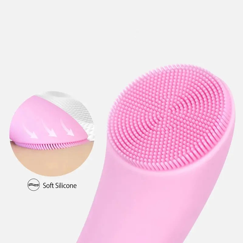 Facial Cleansing Brush with Heated Metal Tip and 5 Vibration Modes, Silicone Bristles