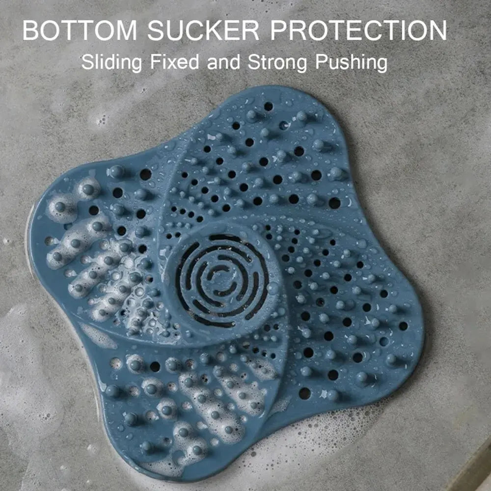 Drain Hair Catcher with Spiral Ridges and Suction Cup Anchors, Lift  Handle