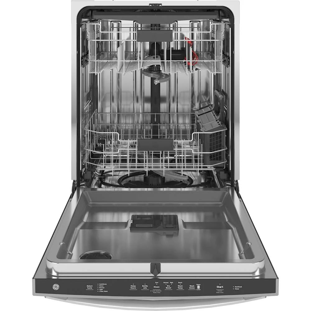 GE - Top Control Built-In Dishwasher with Stainless Steel Tub, 3rd Rack, 46dba - Stainless steel
