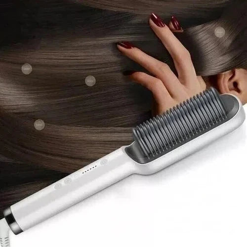 Heated Hair Styling Comb with Ion Frizz Control and Adjustable Heat, Travel Pouch