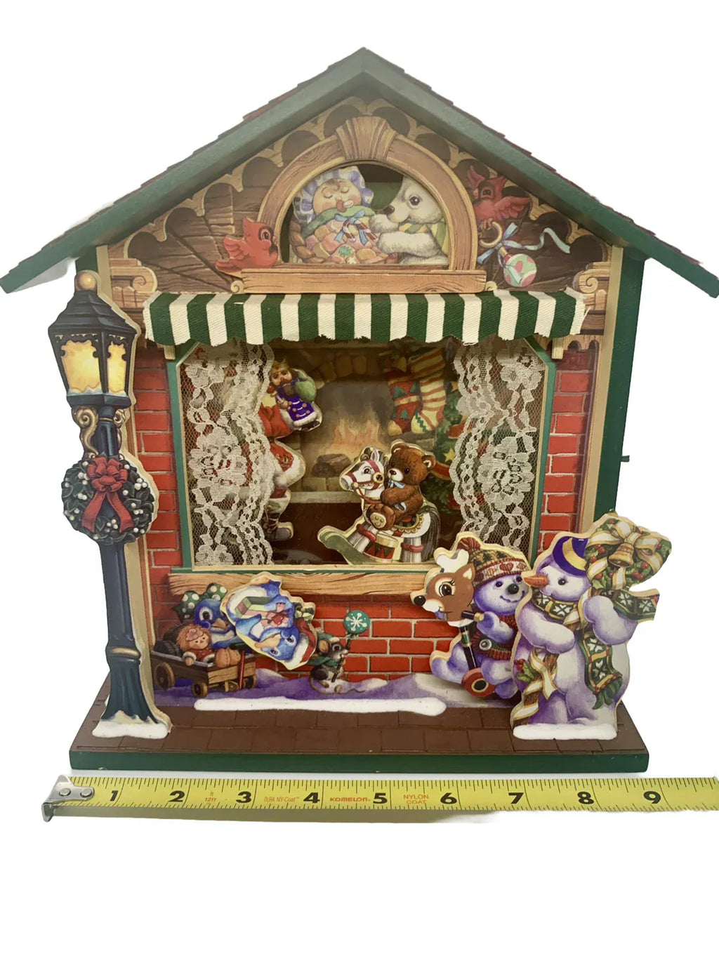 *RARE* Santa's Shop Animated Wooden Decoration Musical Snowman Christmas TESTED