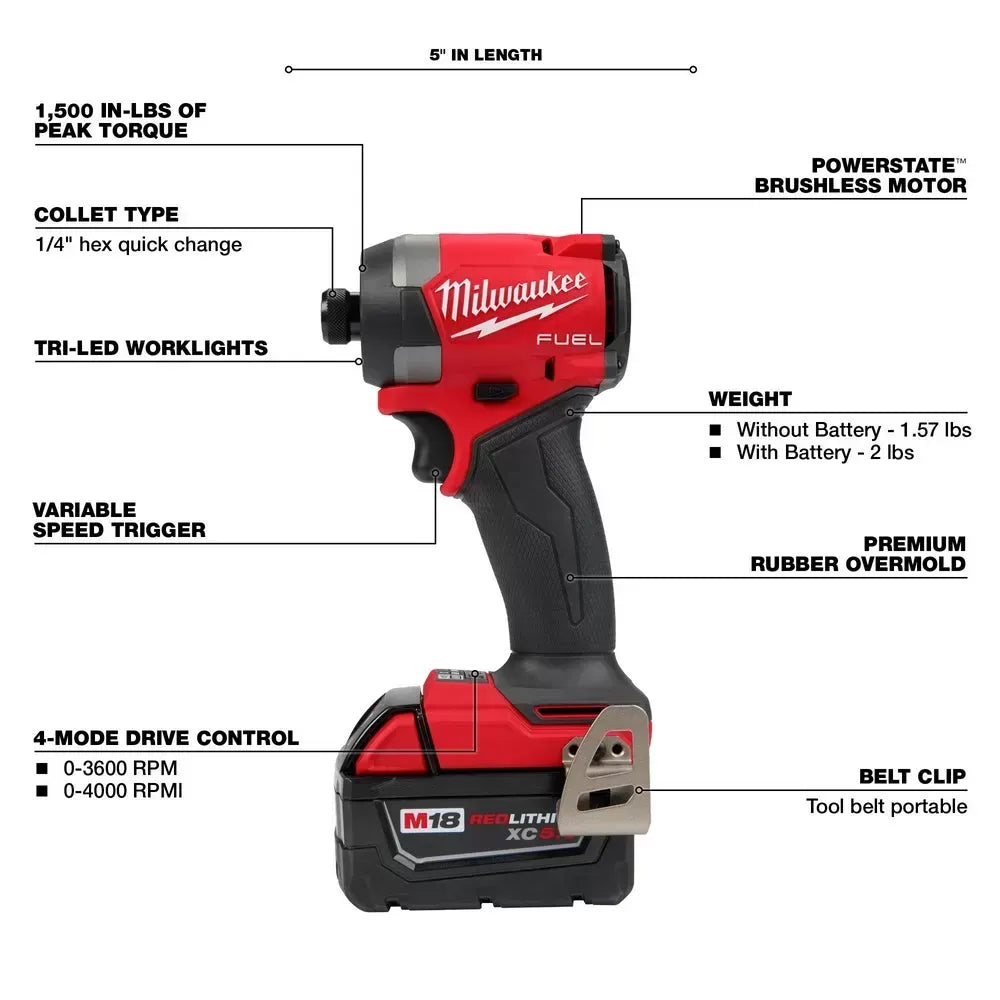 Milwaukee M18 FUEL 18V Cordless 2-Tool Combo Kit w/ 5.0AH Batteries, Black Friday Pre-Sale Only $39.99 and 2 Additional 5.0AH Batteries For The First 100 Customers