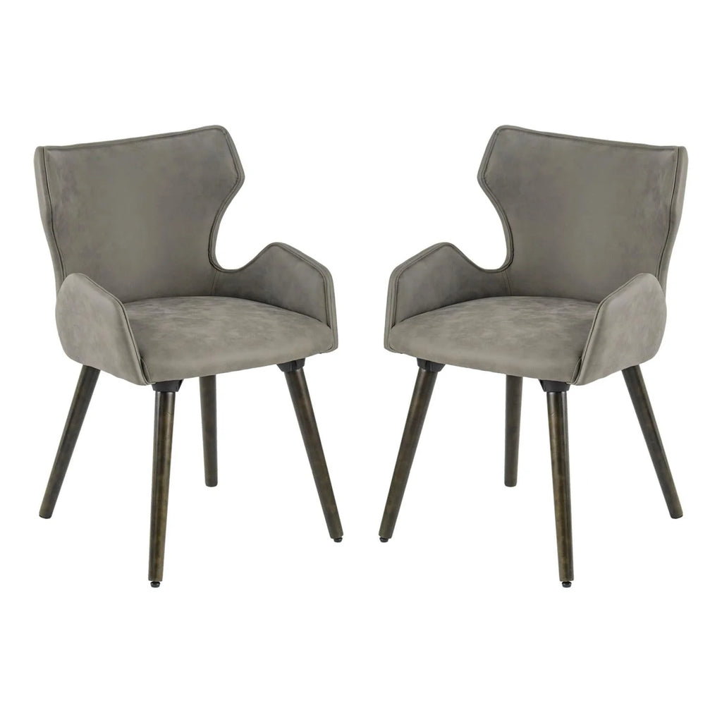 A & B Home Set Of 2 Dining Chair With Dark Brown And Gray Finish 49809-GRAY-DS