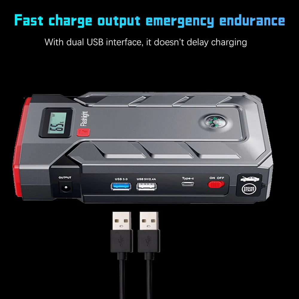Car Jump Starter, 99900mAh Battery Jump Starter for All Gas or Up to 10L Diesel, Battery Booster Power Pack, 12V Auto Jump Box with LED Light, USB Quick Charge 3.0