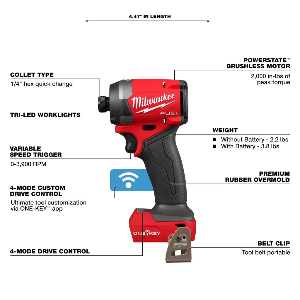Milwaukee Pre-Sale 2957-20 M18 FUEL 18V 1/4 Hex Impact Driver w/ ONE-KEY - Bare Tool