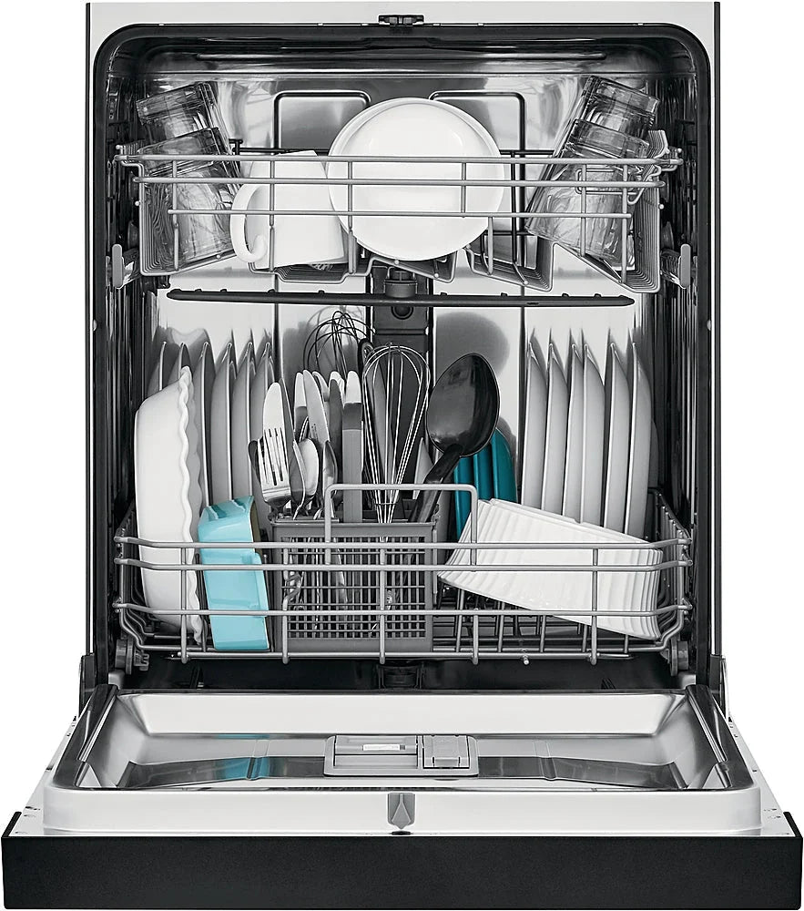 Frigidaire - 24 Compact Front Control Built-In Dishwasher with Stainless Steel Tub, 52 dBA - Black