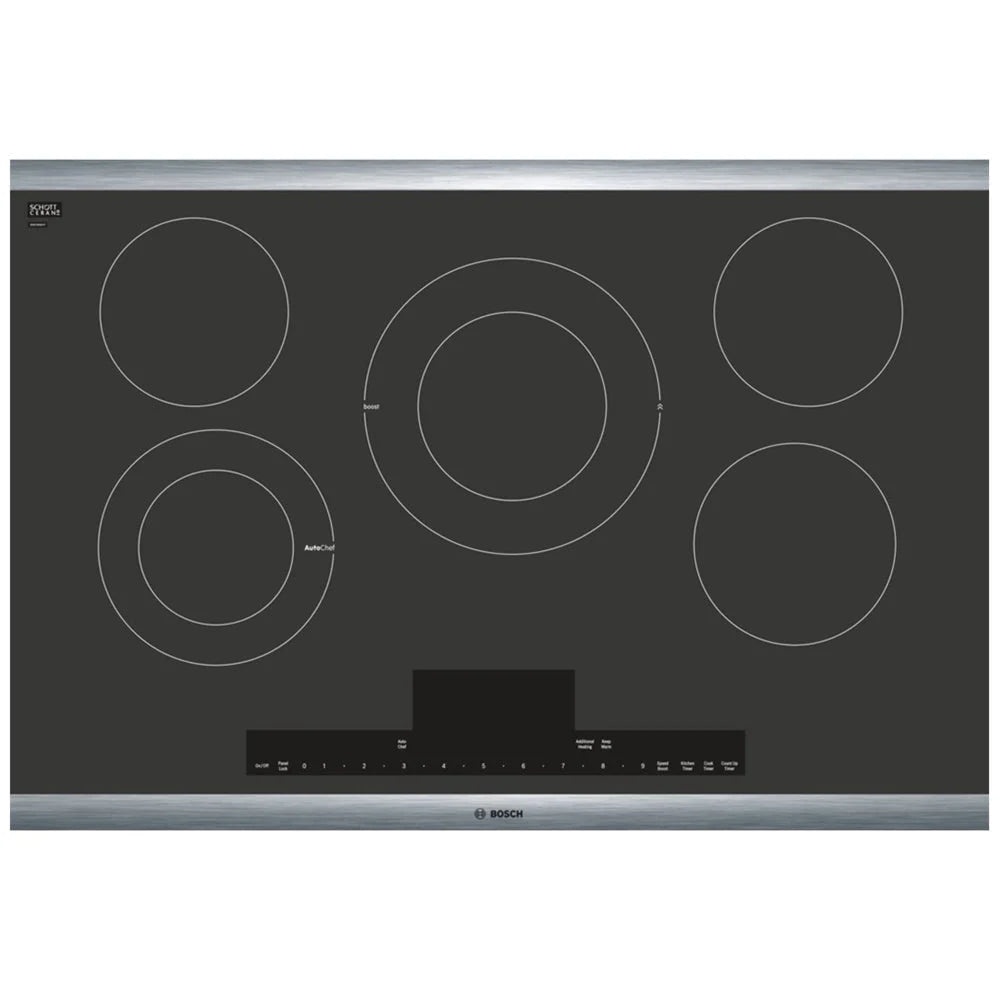 Bosch - Benchmark Series 30 Built-In Electric Cooktop with 5 elements and Stainless Steel Frame - Black with Stainless Steel Trim