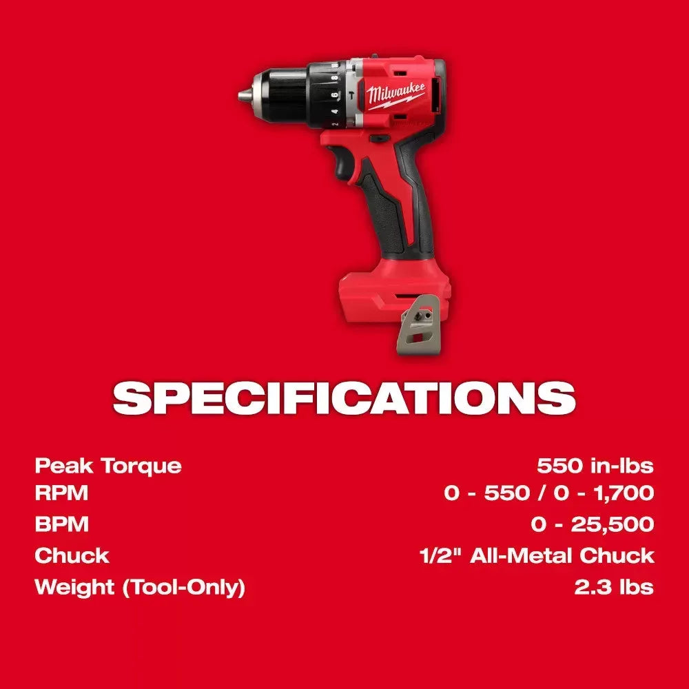 Milwaukee Pre-Sale 3602-20 M18 18V 1/2 Compact Brushless Hammer Drill - Bare Tool