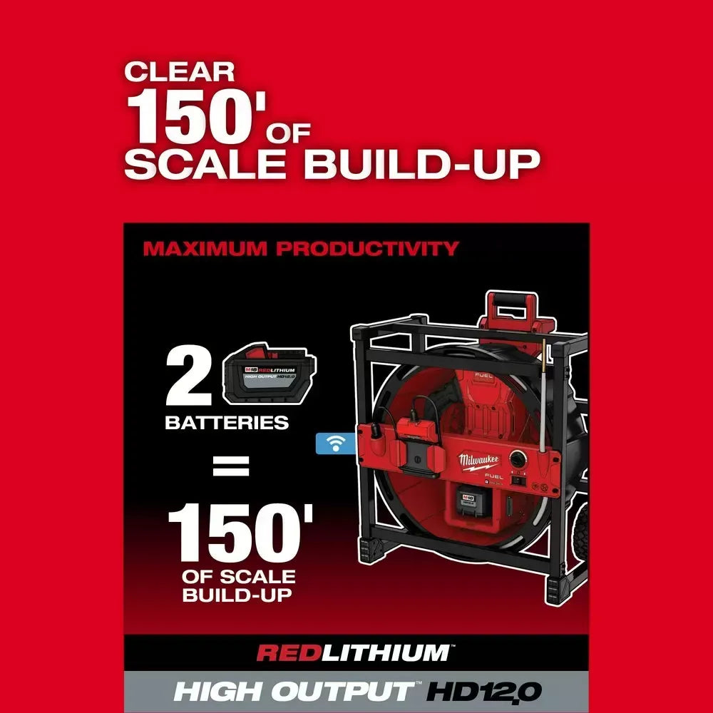 Milwaukee 2819-22 M18 FUEL 18V High Speed Chain Snake Kit for 1-1/2 – 4 Pipes