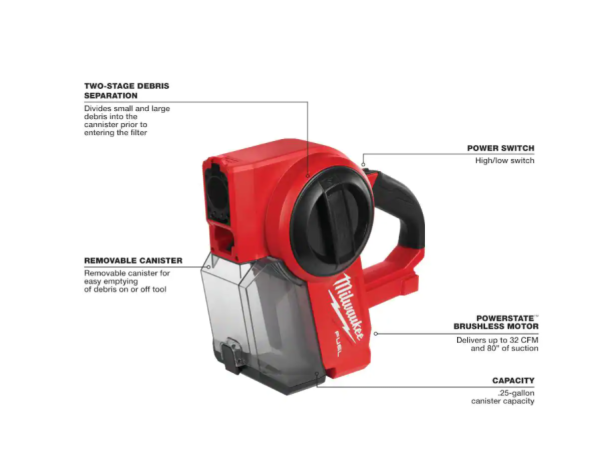0940-20 Cordless Brushless Jobsite Vacuum with Battery and Charger