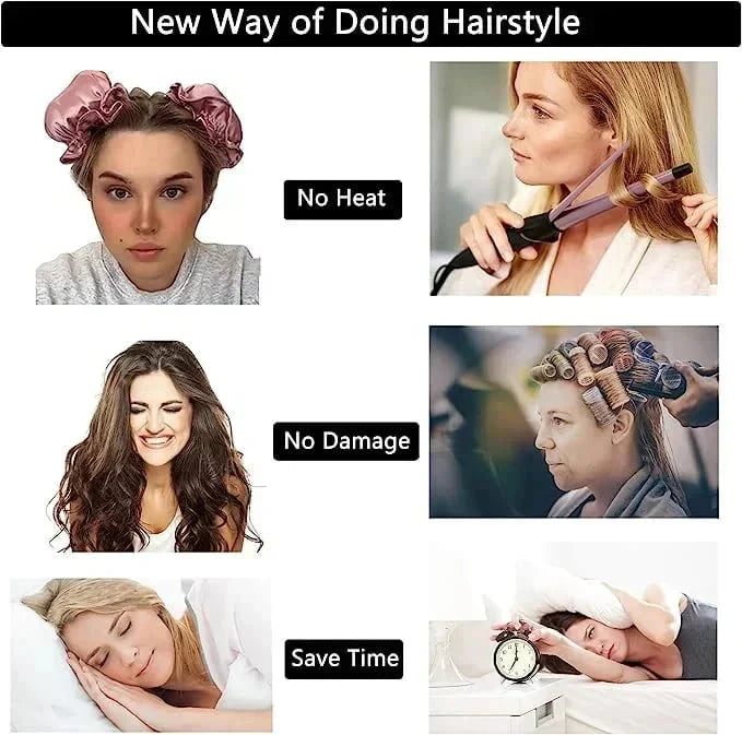 Heatless Hair Rollers with Satin Covers and Adjustable Buckles