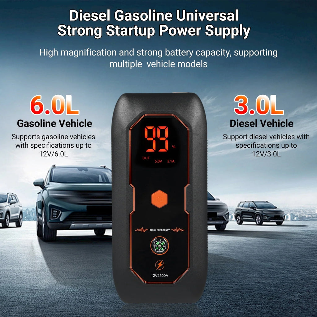 Portable Car Jump Starter by Lepmerk, DN18 Emergency Supply with 600A Peak Current, 8000mAh Capacity for and Automotive Use