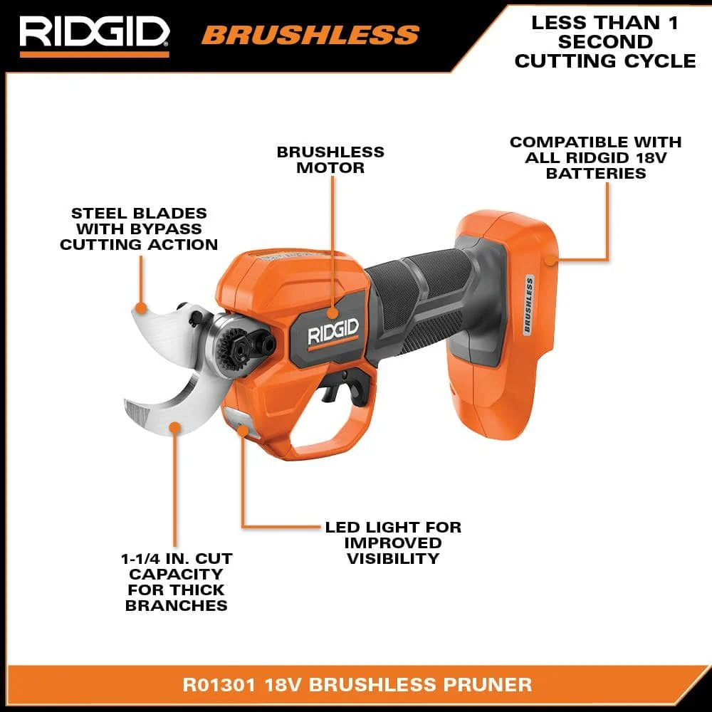 18V Brushless Cordless Battery Pruner with 2.0 Ah Battery and Charger R01301K