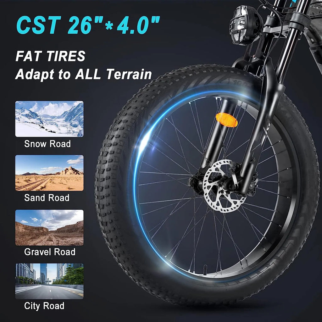 Electric Bike,750W Electric Bike for Adults BAFANG Motor 48V 15Ah Samsung Cell Battery Ebike, Fat Tire Electric Bicycles, 28MPH 35-80Miles Electric Mountain Bike, Shimano 7-Speed UL Certified