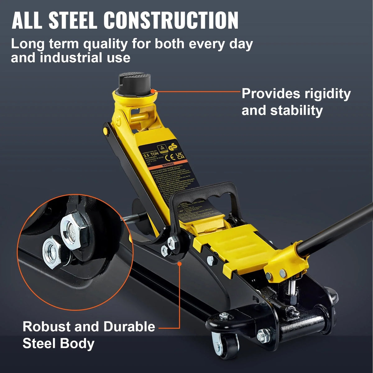 SKYSHALO 2.5 ton Heavy Steel Single Piston Hydraulic Pump Low Profile Floor Jack