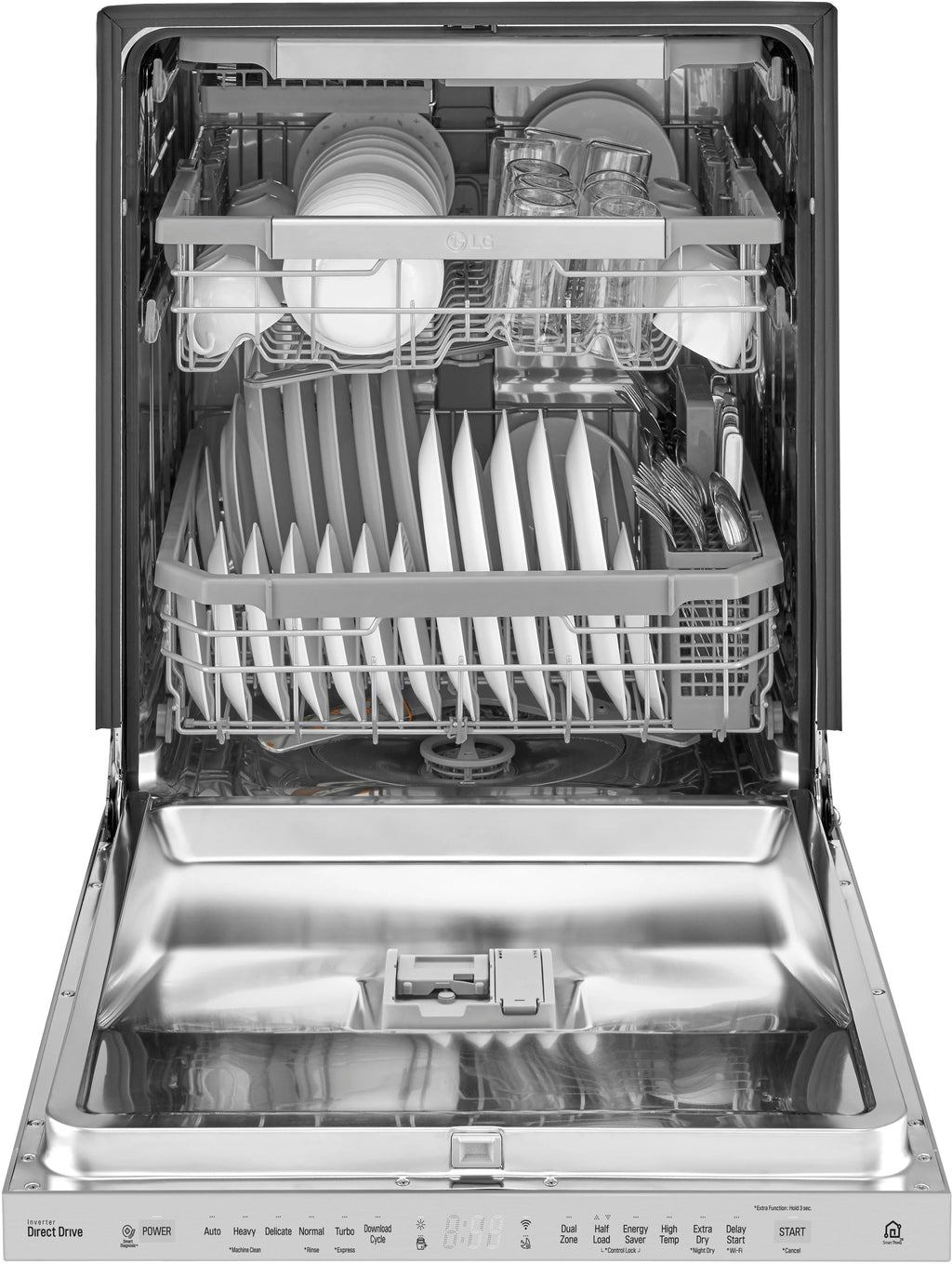 LG - 24 Top Control Smart Wi-Fi Enabled Dishwasher with QuadWash and Stainless Steel Tub - Stainless steel