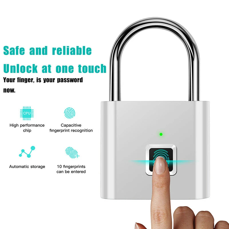 Fingerprint Padlock with App Control and 10-Print Storage, 6-Month  Battery
