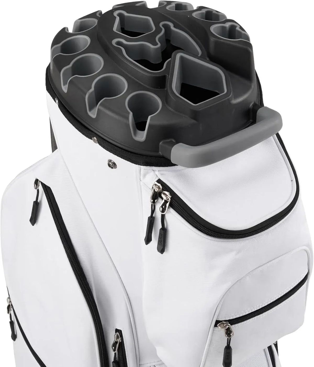 Stylish White 14-Way Golf Cart Bag with Cooler Pockets and Rain Protection