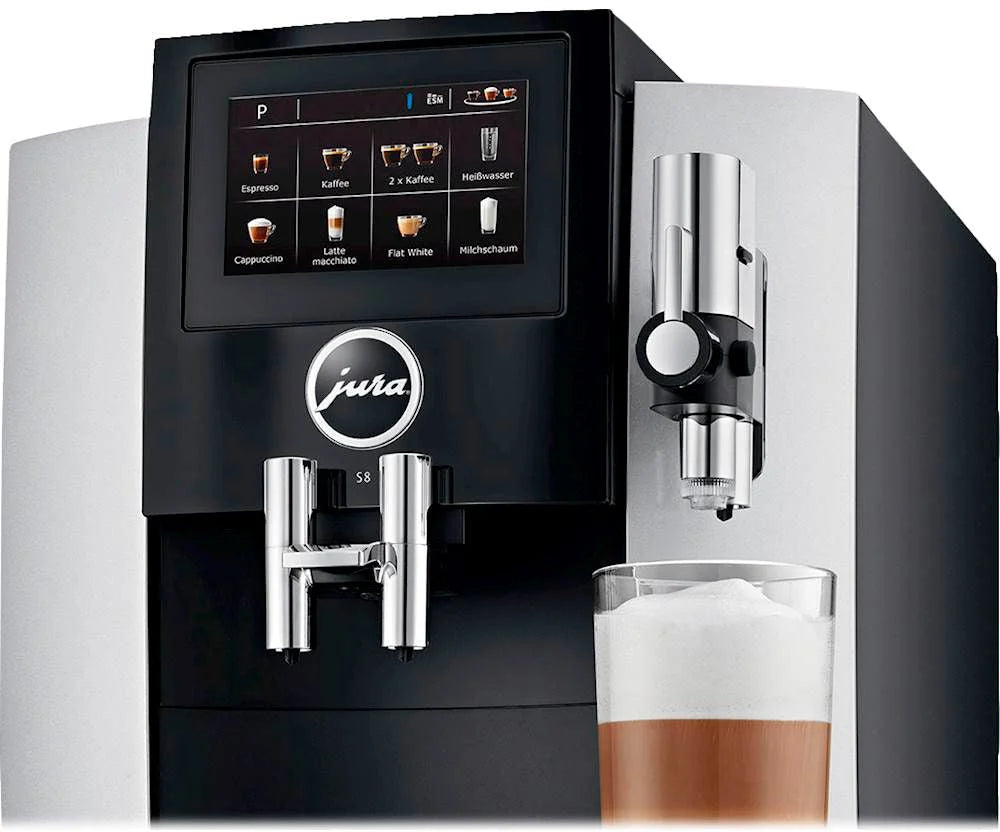 Jura - S8 Espresso Machine with 15 bars of pressure and Milk Frother - Moonlight Silver