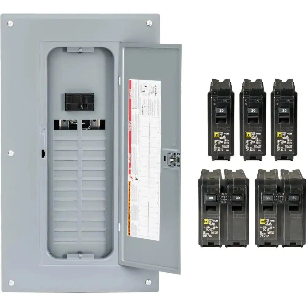 Square D Homeline 100 Amp 24-Space 48-Circuit Indoor Main Breaker Plug-On Neutral Load Center With Cover(HOM2448M100PCVP)