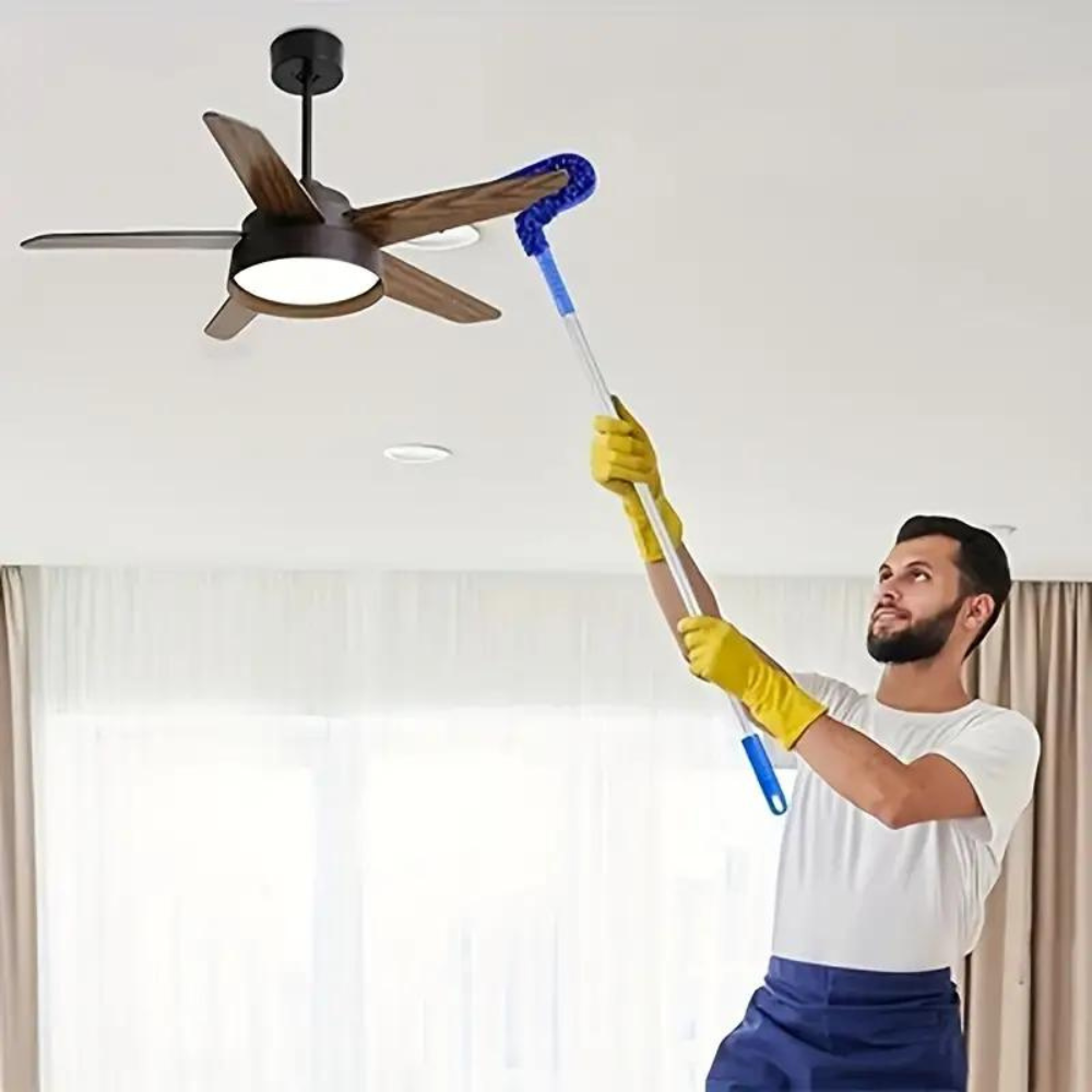 Extendable Ceiling Fan Duster with Bendable Microfiber Head and Aluminum  Pole