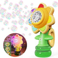 Handheld Bubble Machine with Rotating Flower Head and Seven Color Lights