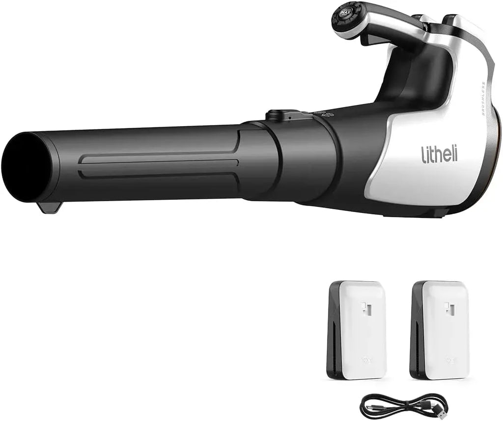 Litheli 20V Cordless Leaf Blower 350 CFM 85 MPH, Variable Speeds Electric Leaf Blower Battery Powered for Blowing Leaves, Dust, Snow, 4.0 Ah Battery & Fast Charger Included