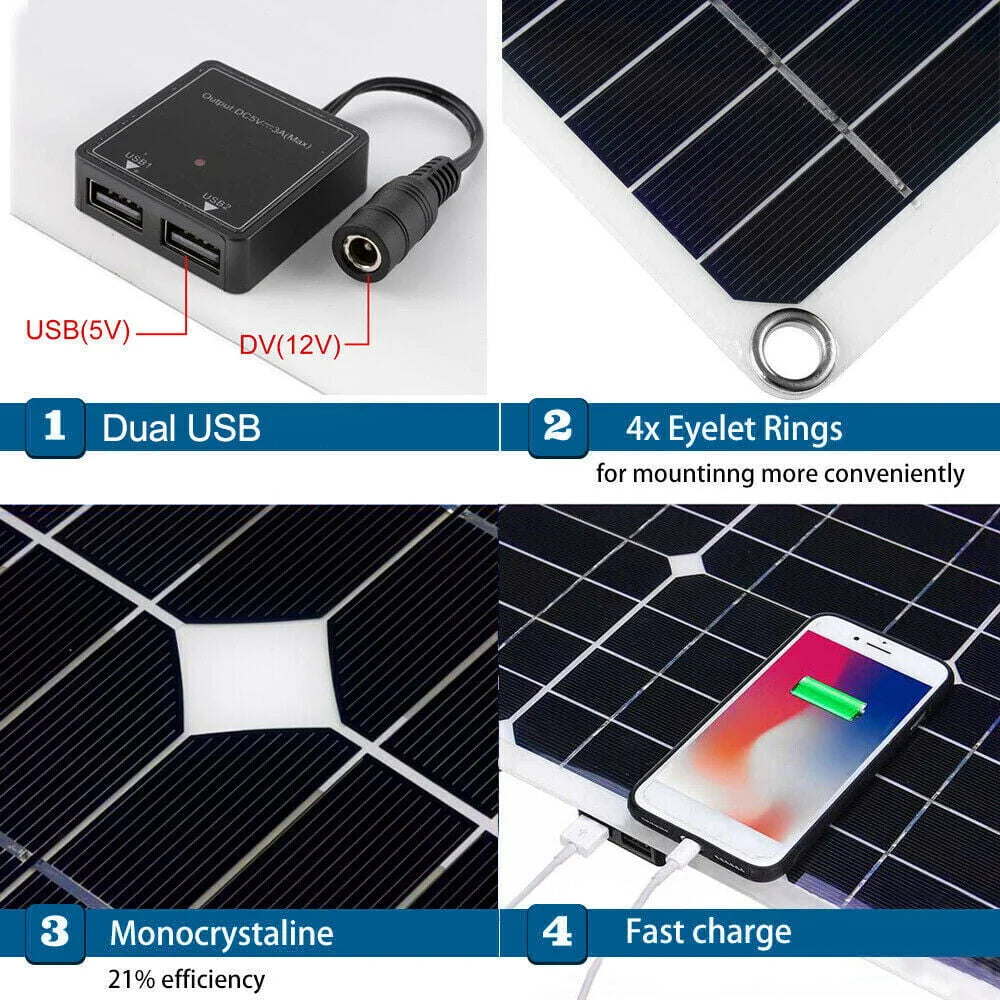 Xhy Solar Panel Kit 400W with Controller and Power Inverter Battery Charger Maintainer for Boat Car RV Motorcycle Marine Automotive