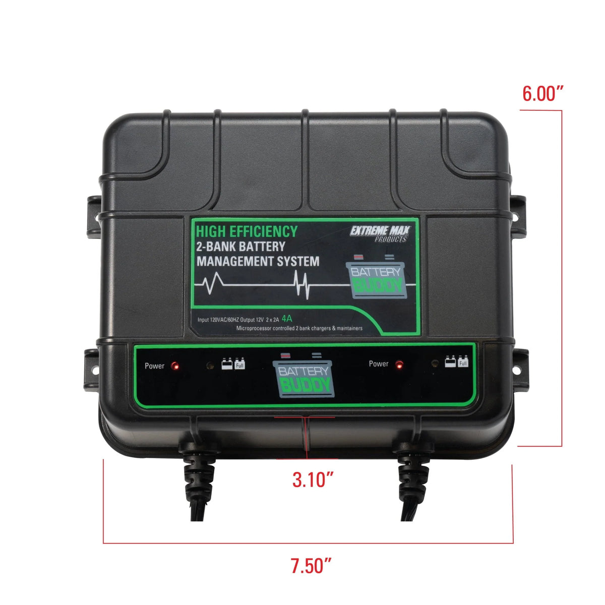 Extreme Max 1229.4026 Battery Buddy 2-Bank Battery Charger/Maintainer
