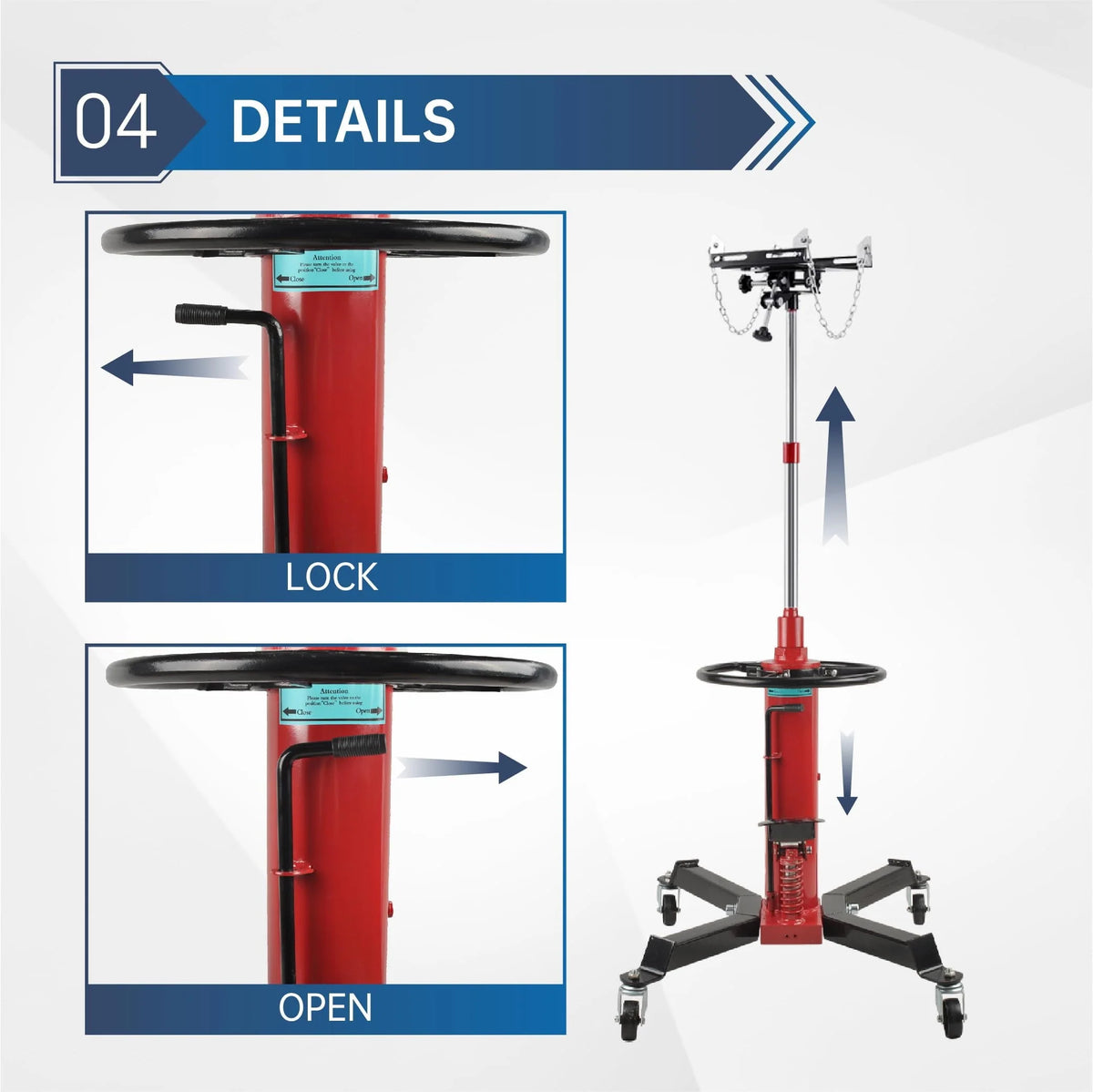 BATONECO 1660 lbs/0.75T Capacity Hydraulic Transmission Jack 34 - 70 Adjustable Height Telescopic Transmission Jack 2-Stage w/ Pedal 360° Swivel Wheel Lift Hoist for Car Lift Garage