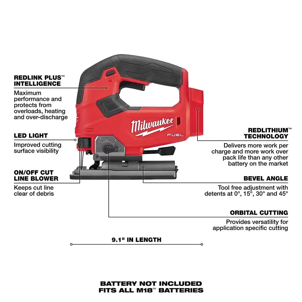 Milwaukee 2737-20 M18 FUEL 18V Cordless D-Handle Jig Saw - Bare Tool