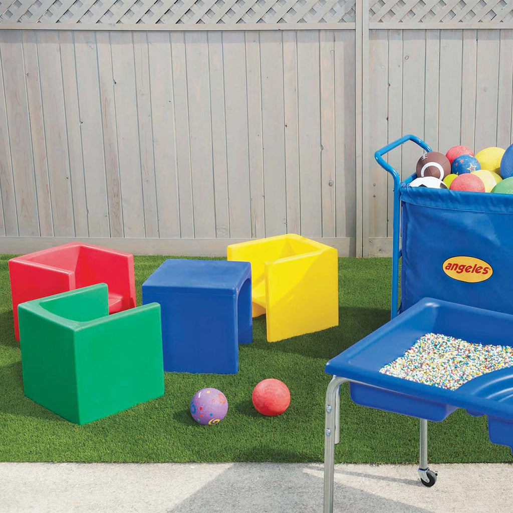 Children's Factory Indoor Outdoor Kids Cube Chair For Classroom & Playroom, Blue