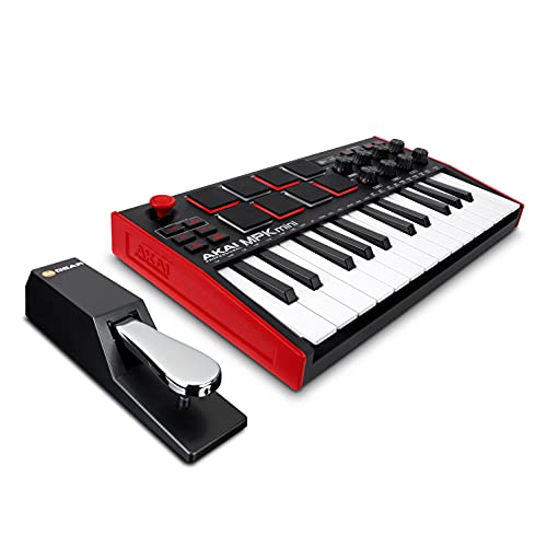 AKAI Professional MPK Mini White MK3 and M-Audio HDH40-25-Key USB MIDI Keyboard Controller with Beat Pads, Studio Headphones and Software Suite